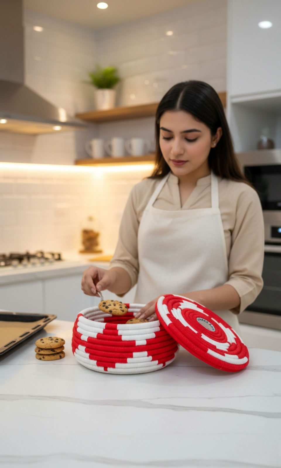 Handwoven Red and White Traditional Hotpot