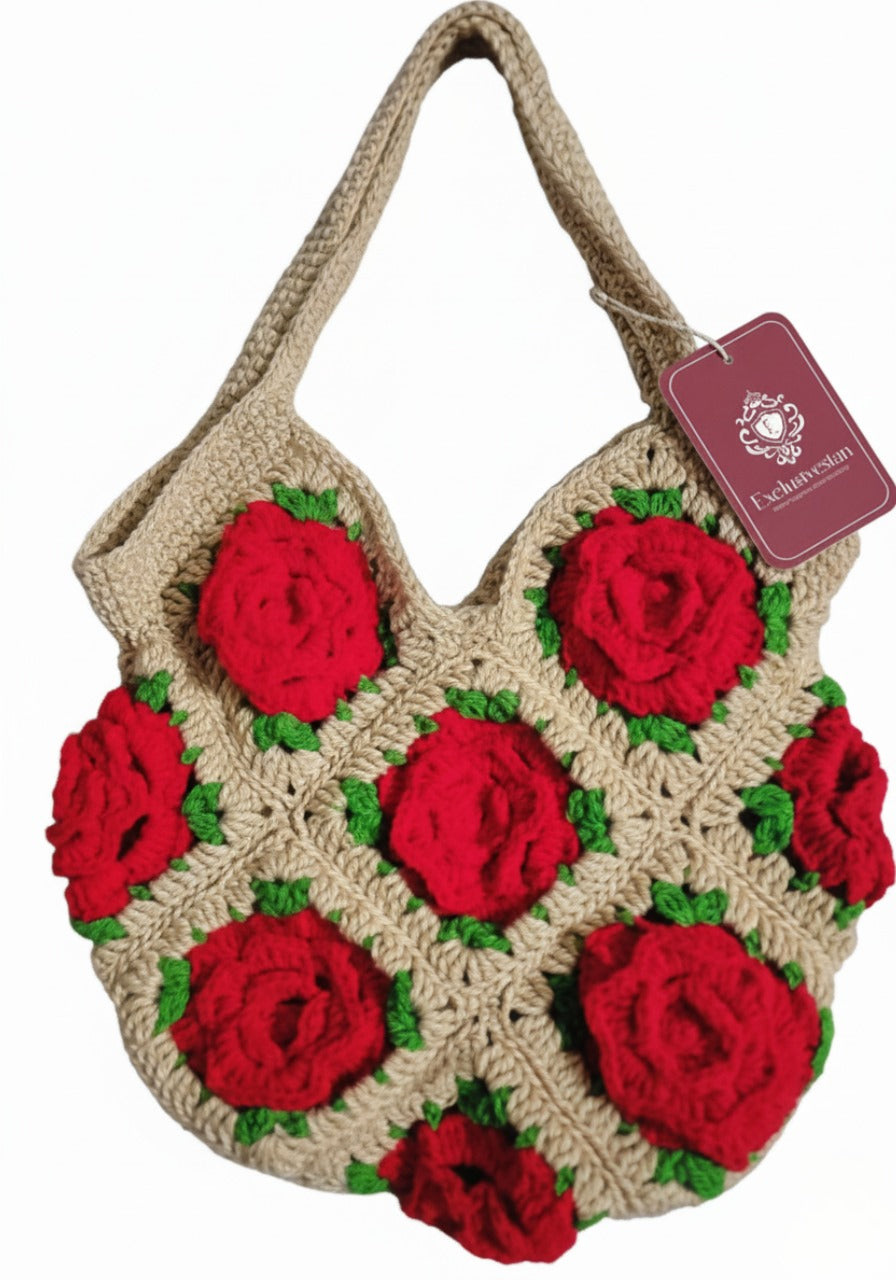 Handcrafted Floral Crochet Tote Bag