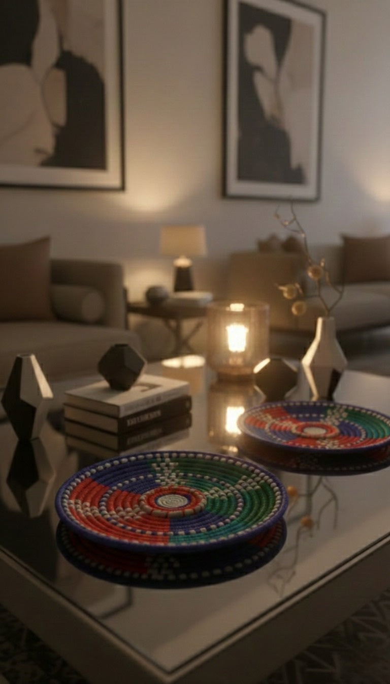 Handwoven Palm Leaf Decorative Wall Hangings / Table Décor Plates