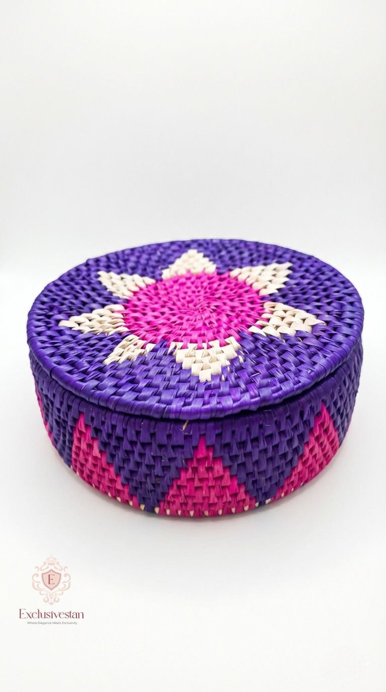 Lotus Weave Palm Leaf Basket