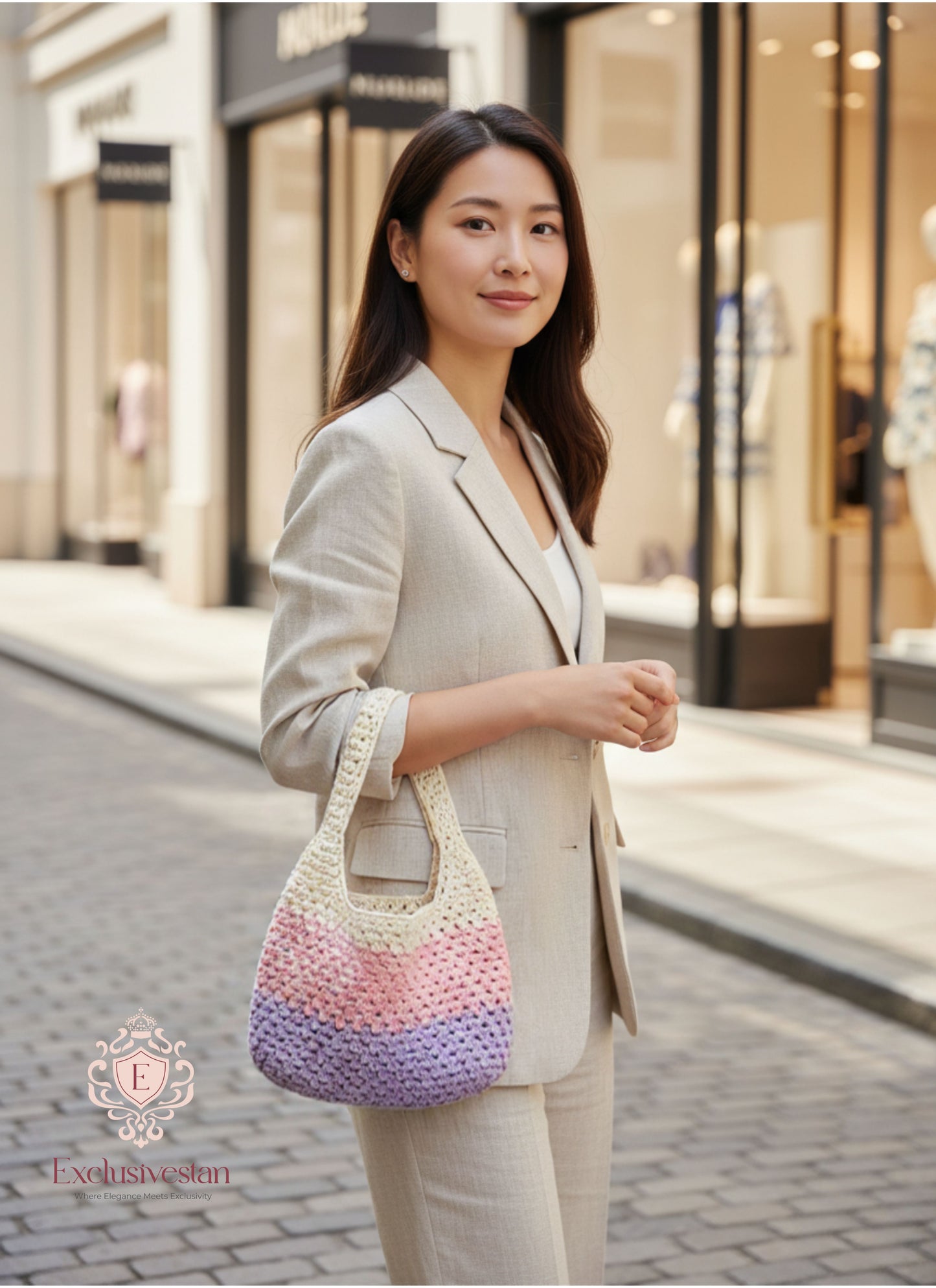 Handmade Crochet HandHeld Bag – Pastel Ombre Tote