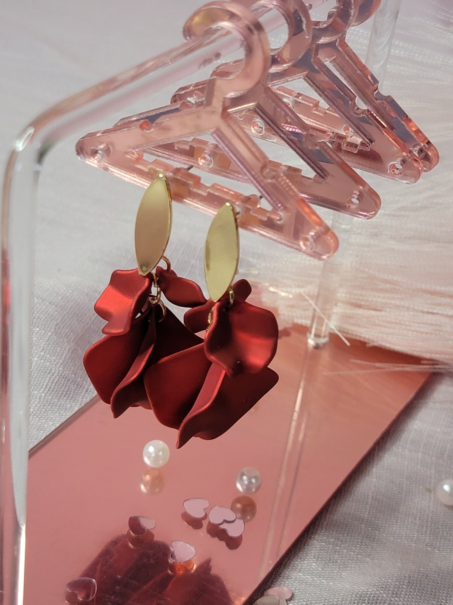 Red Petal Earrings