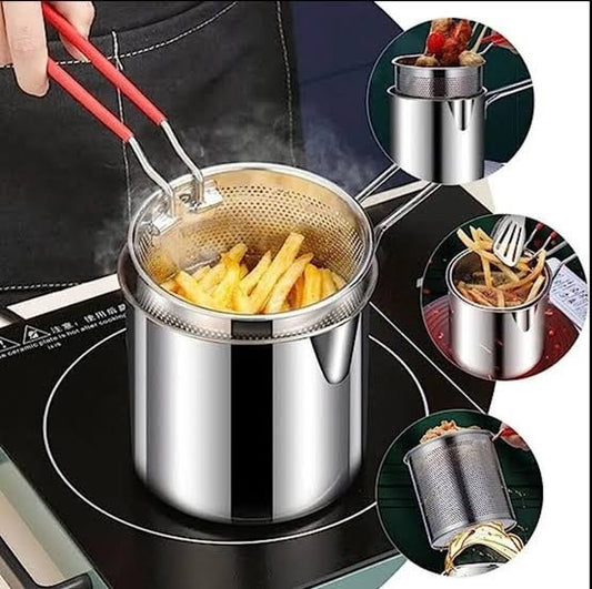 Stainless steel deep fryer pot with basket