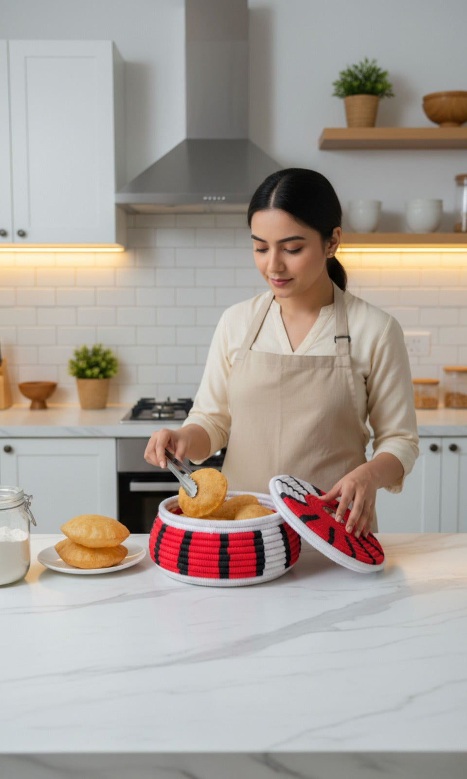 Handwoven Traditional Red Black and White Hotpot
