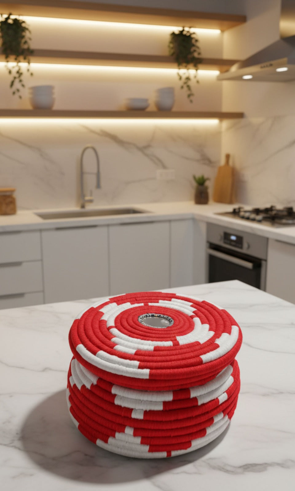 Handwoven Red and White Traditional Hotpot