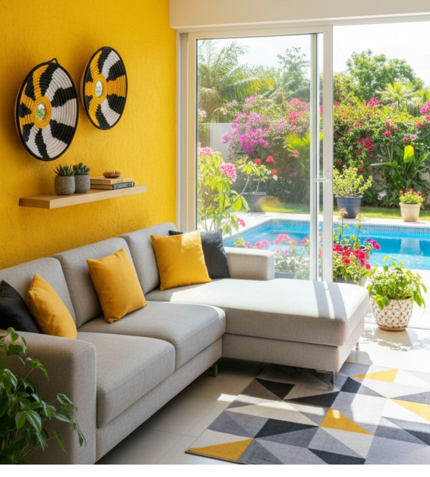 Handwoven Wall Hangings Black,White and Mustard (set of 2)