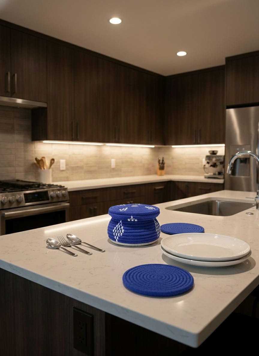 Handwoven Blue Palm Leaf  Basket