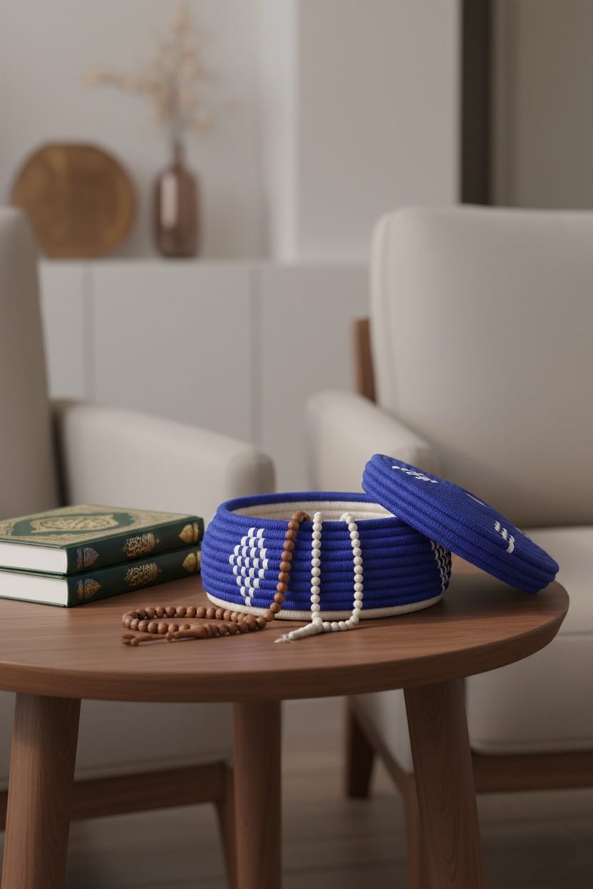 Handwoven Blue Palm Leaf  Basket