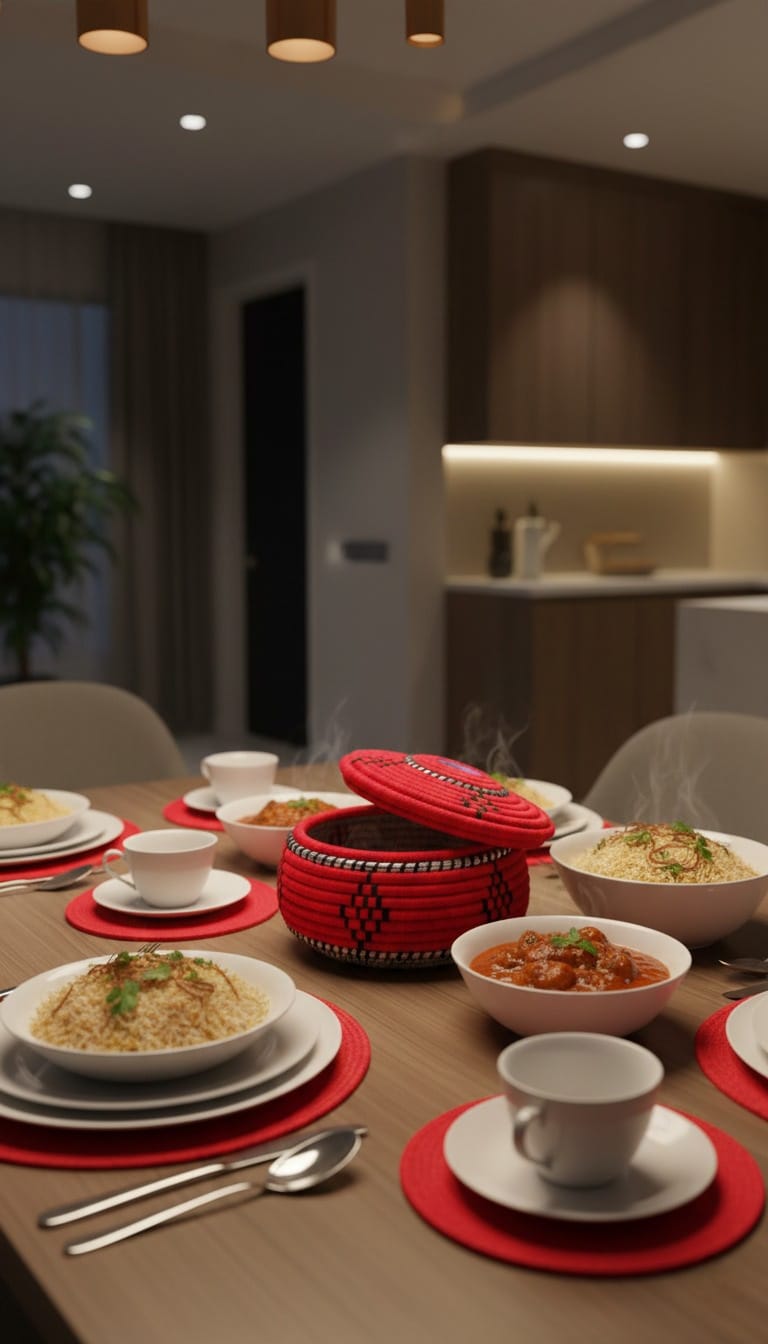 Handcrafted Red Palm Leaf  Basket