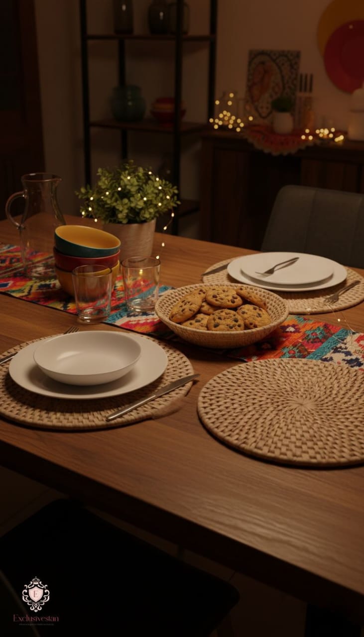 Handwoven Artistic Palm Leaf Round Placemats 12 inches (set of two)