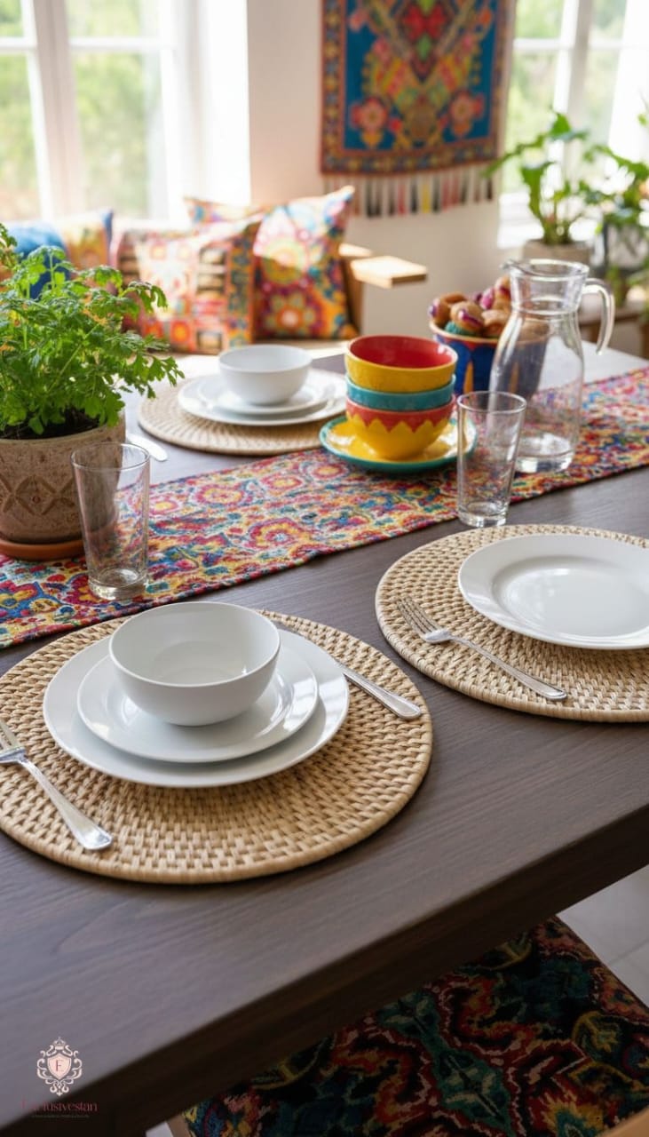 Handwoven Artistic Palm Leaf Round Placemats 12 inches (set of two)