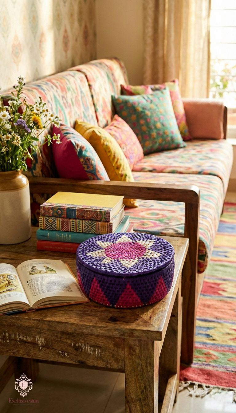 Lotus Weave Palm Leaf Basket