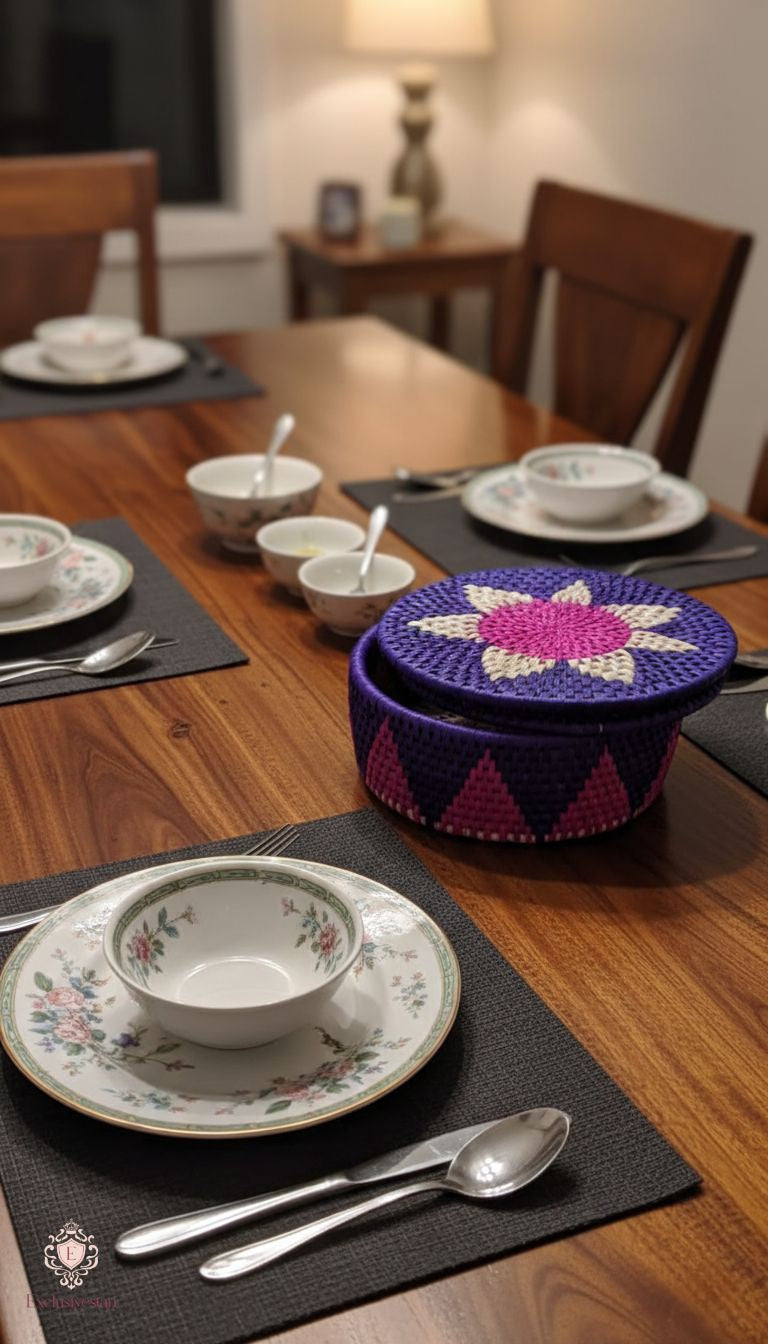 Lotus Weave Palm Leaf Basket