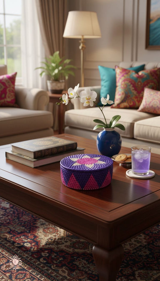 Lotus Weave Palm Leaf Basket