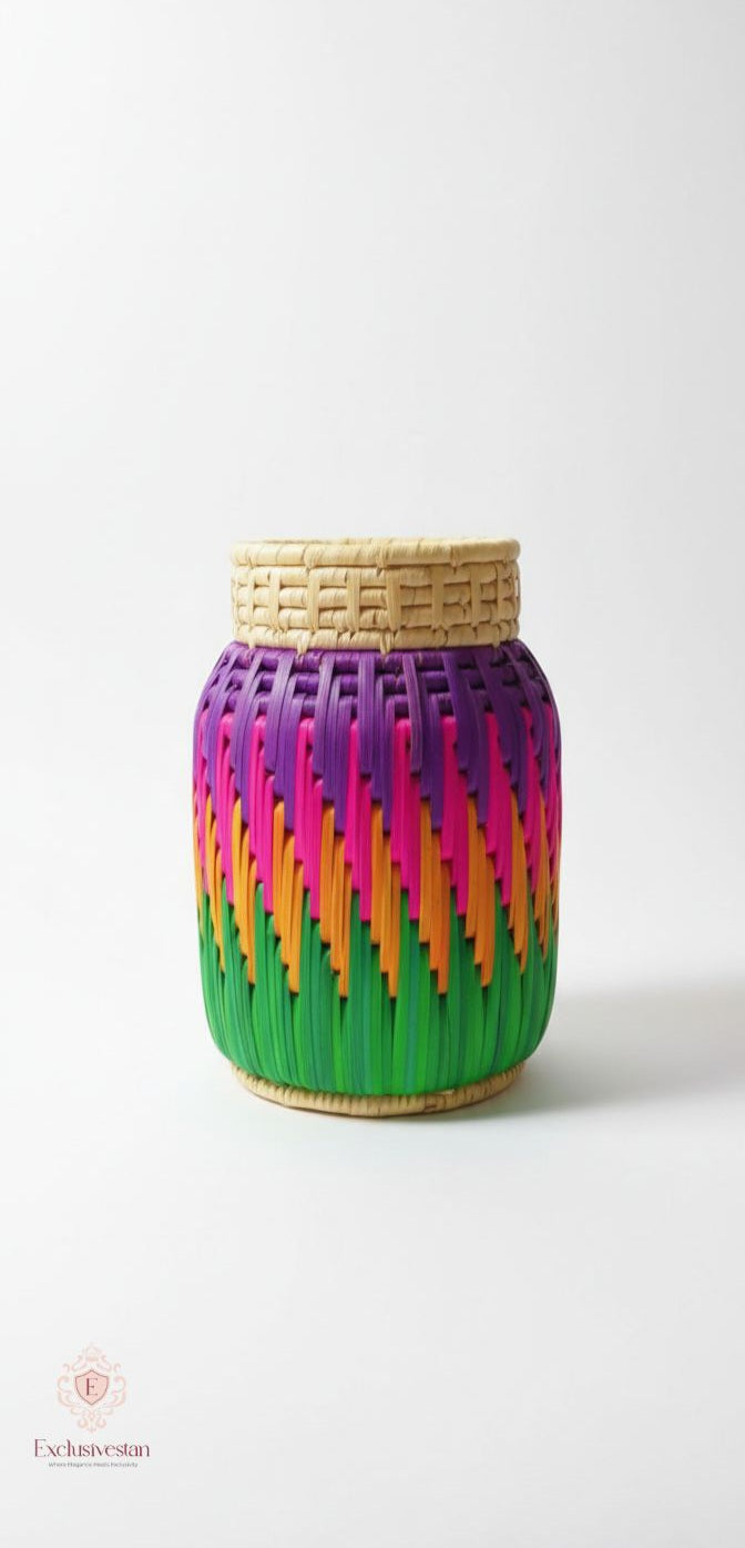 Multicolor Artisan Weave Vase