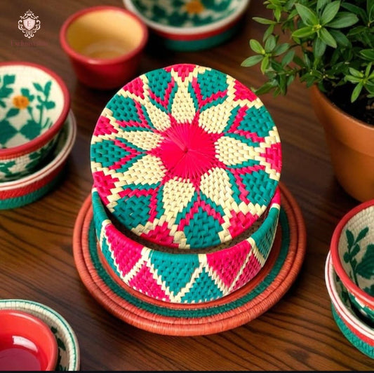 Elegant Multicolor Artisan Craft Basket