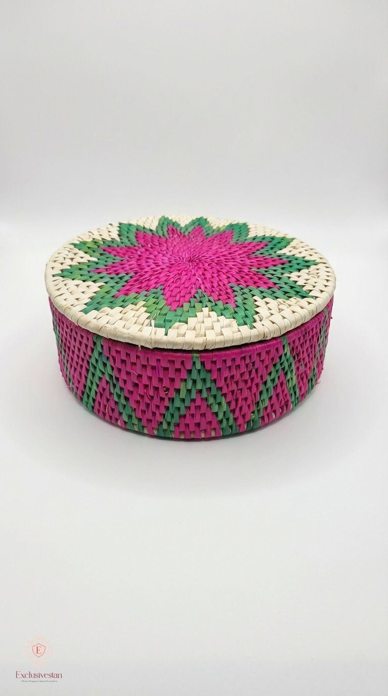 Rosé Flora Handwoven Date Palm Leaf Basket