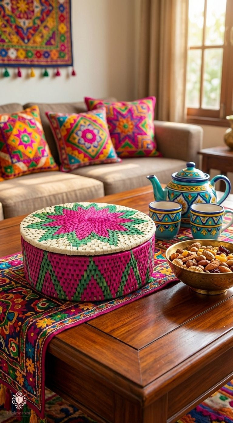 Rosé Flora Handwoven Date Palm Leaf Basket