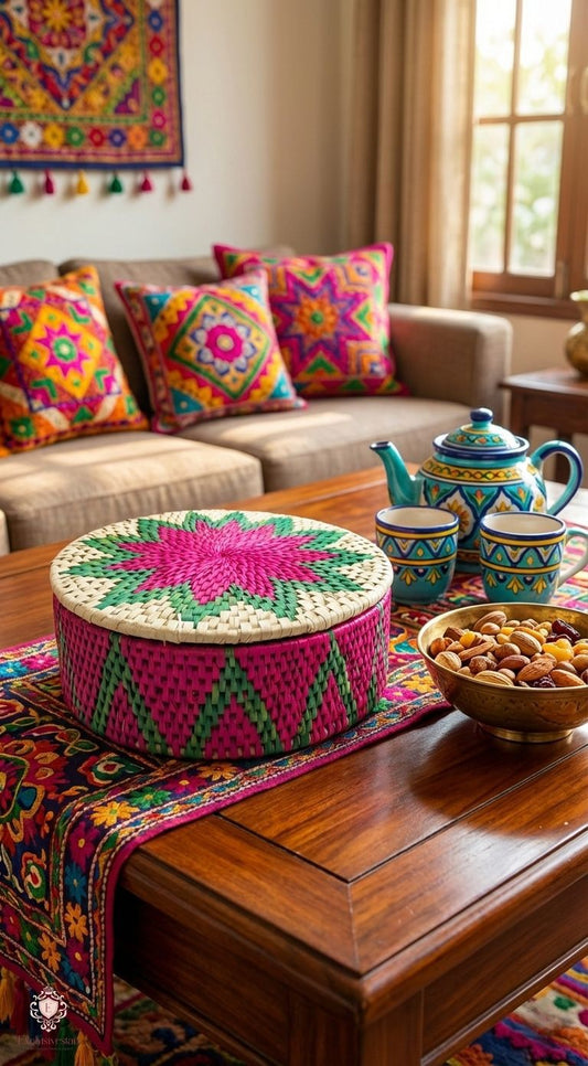 Rosé Flora Handwoven Date Palm Leaf Basket