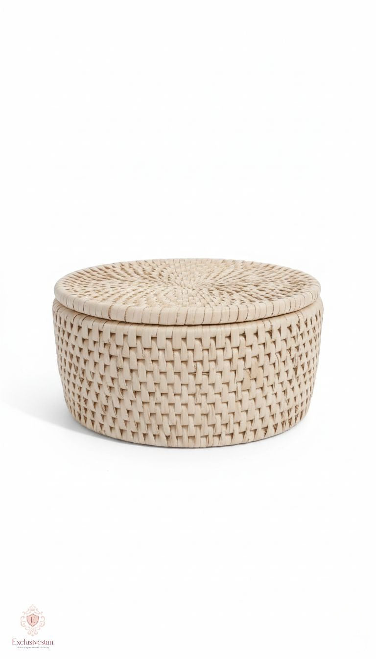 Natural Ivory Aura Handwoven Date Palm Leaf Basket