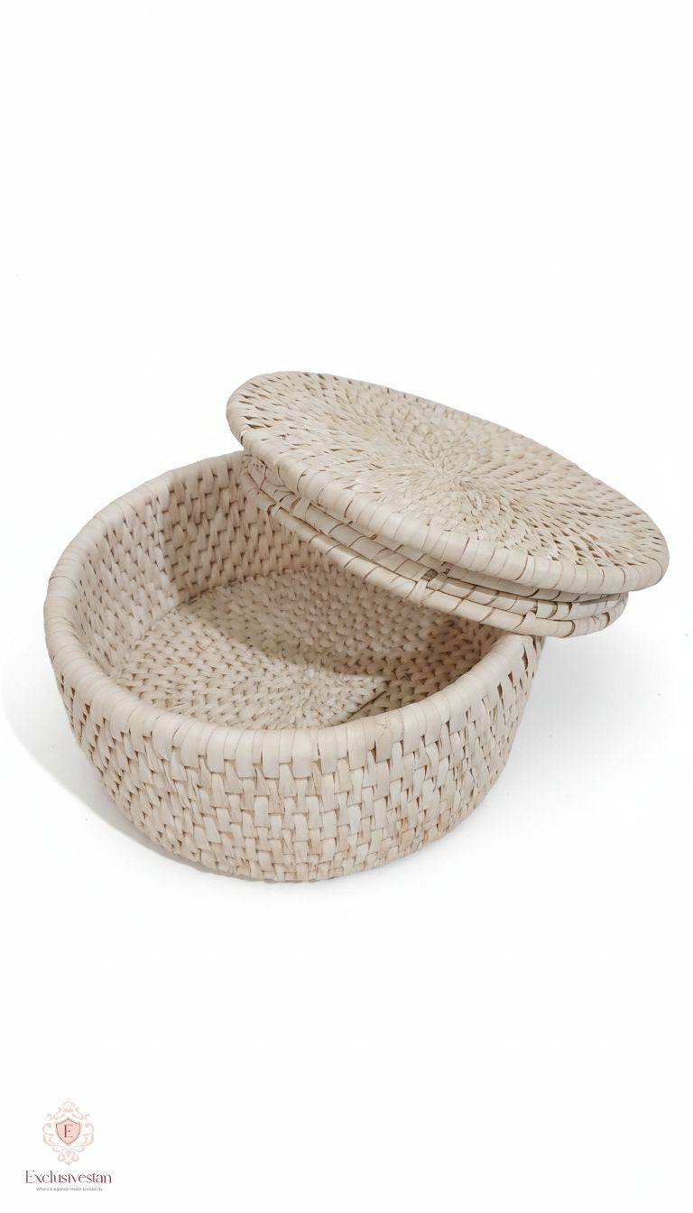 Natural Ivory Aura Handwoven Date Palm Leaf Basket