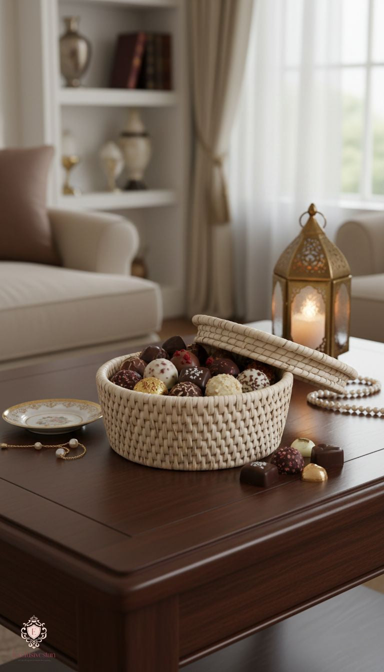 Natural Ivory Aura Handwoven Date Palm Leaf Basket