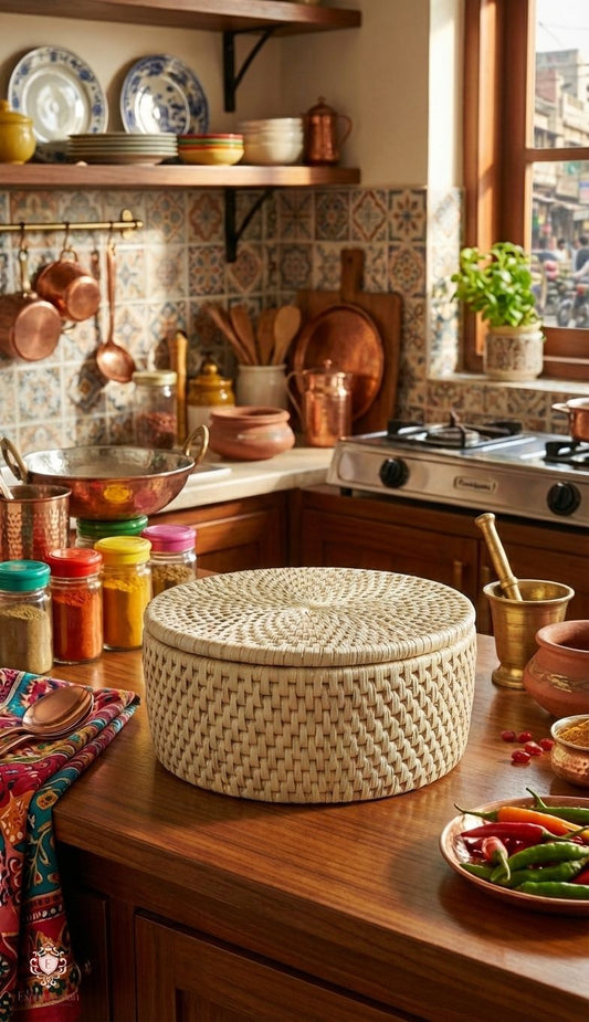 Natural Ivory Aura Handwoven Date Palm Leaf Basket