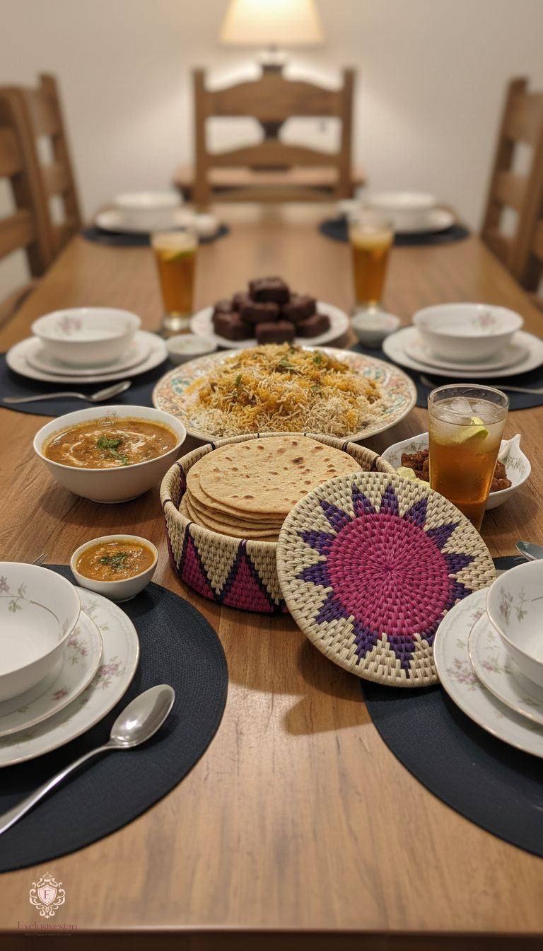 Floral Weave Date Palm Leaf Basket