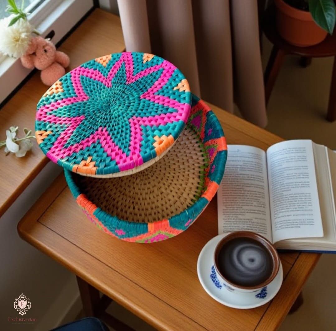 Emerald Bloom Handwoven Date Palm Leaf Hotpot