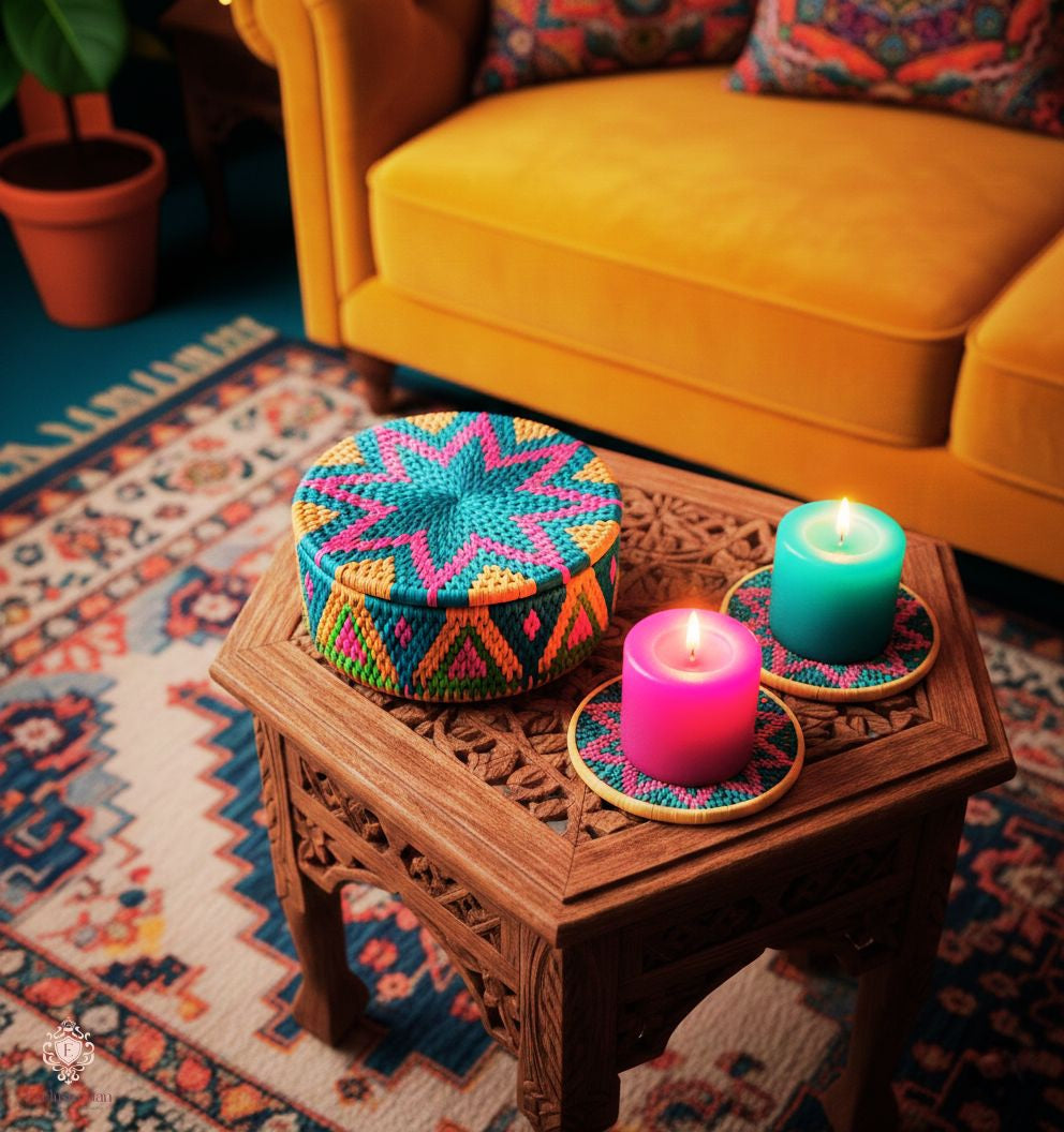 Emerald Bloom Handwoven Date Palm Leaf Hotpot