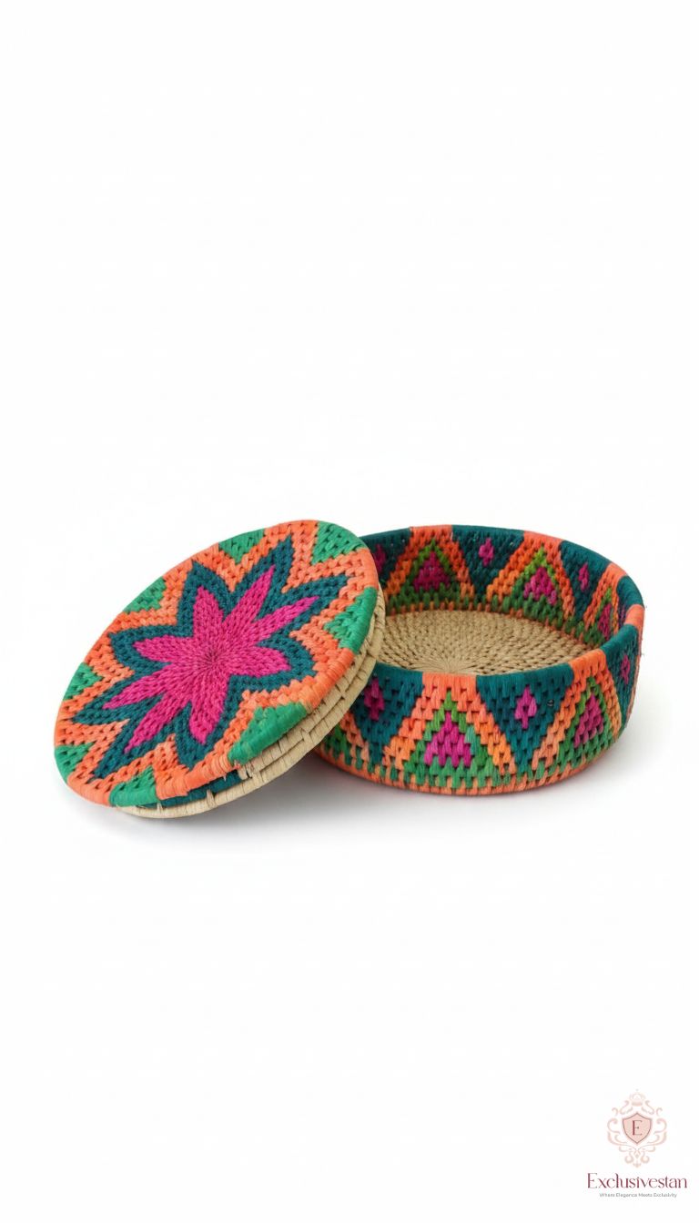 Vibrant Petal Handwoven Date Palm Leaf Hotpot