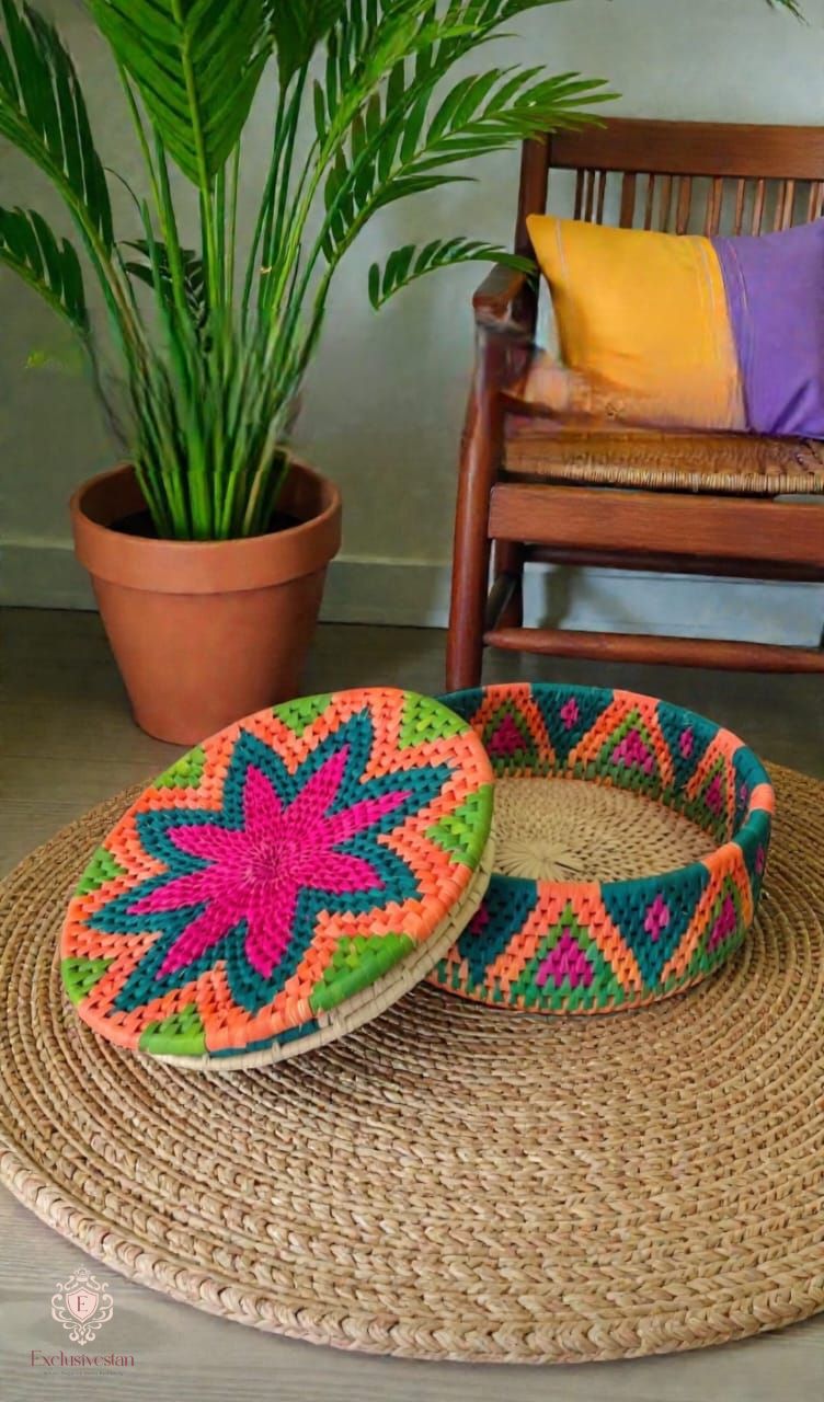 Vibrant Petal Handwoven Date Palm Leaf Hotpot
