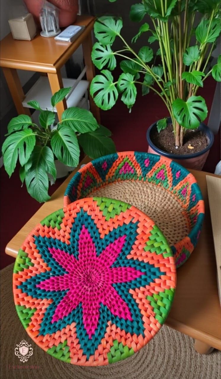 Vibrant Petal Handwoven Date Palm Leaf Hotpot