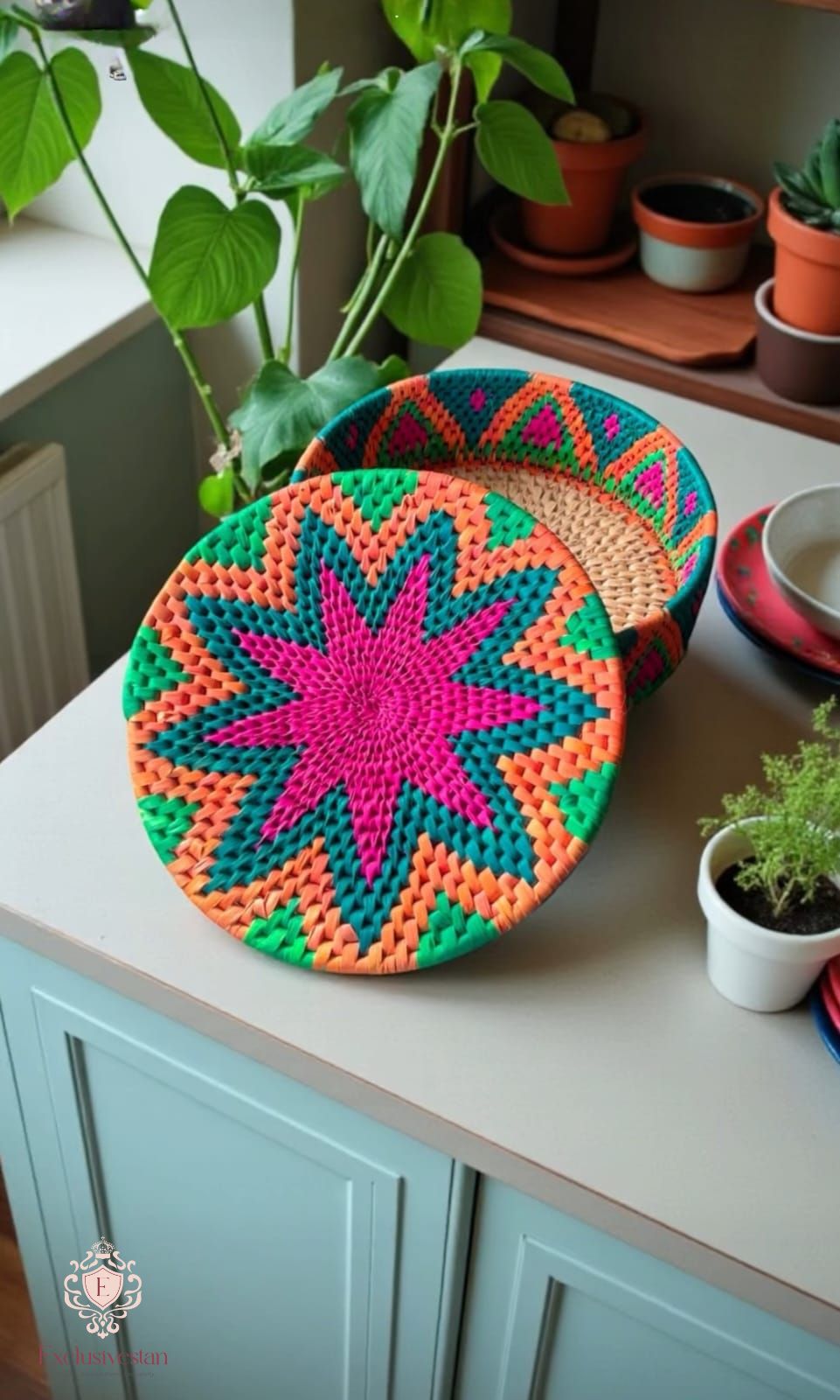 Vibrant Petal Handwoven Date Palm Leaf Hotpot