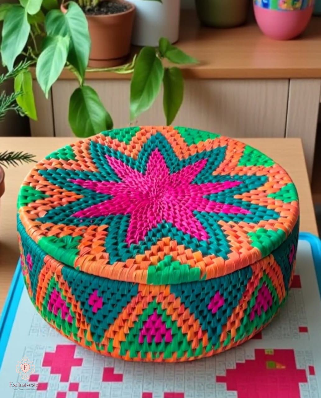 Vibrant Petal Handwoven Date Palm Leaf Hotpot
