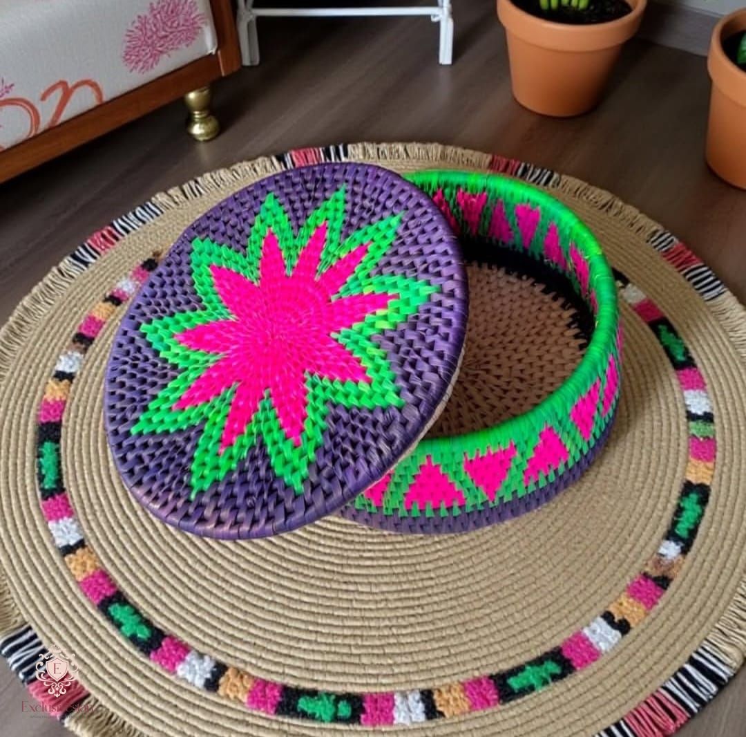 Royal Bloom Handwoven Date Palm Leaf Hotpot With 2 Changairs