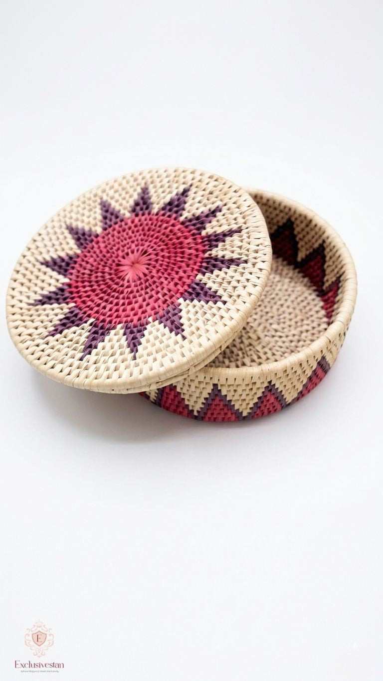 Rosy Sunburst Handwoven Date Palm Leaf Hotpot