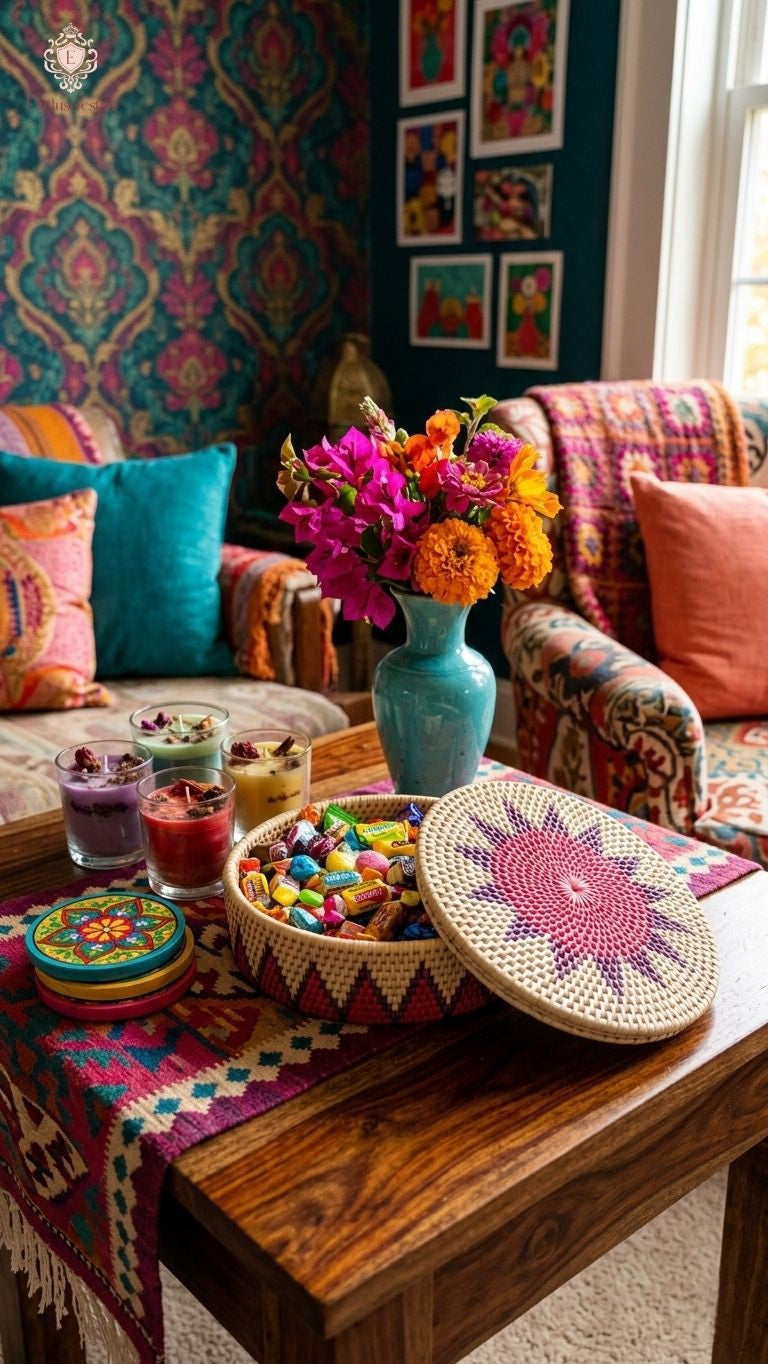 Rosy Sunburst Handwoven Date Palm Leaf Hotpot