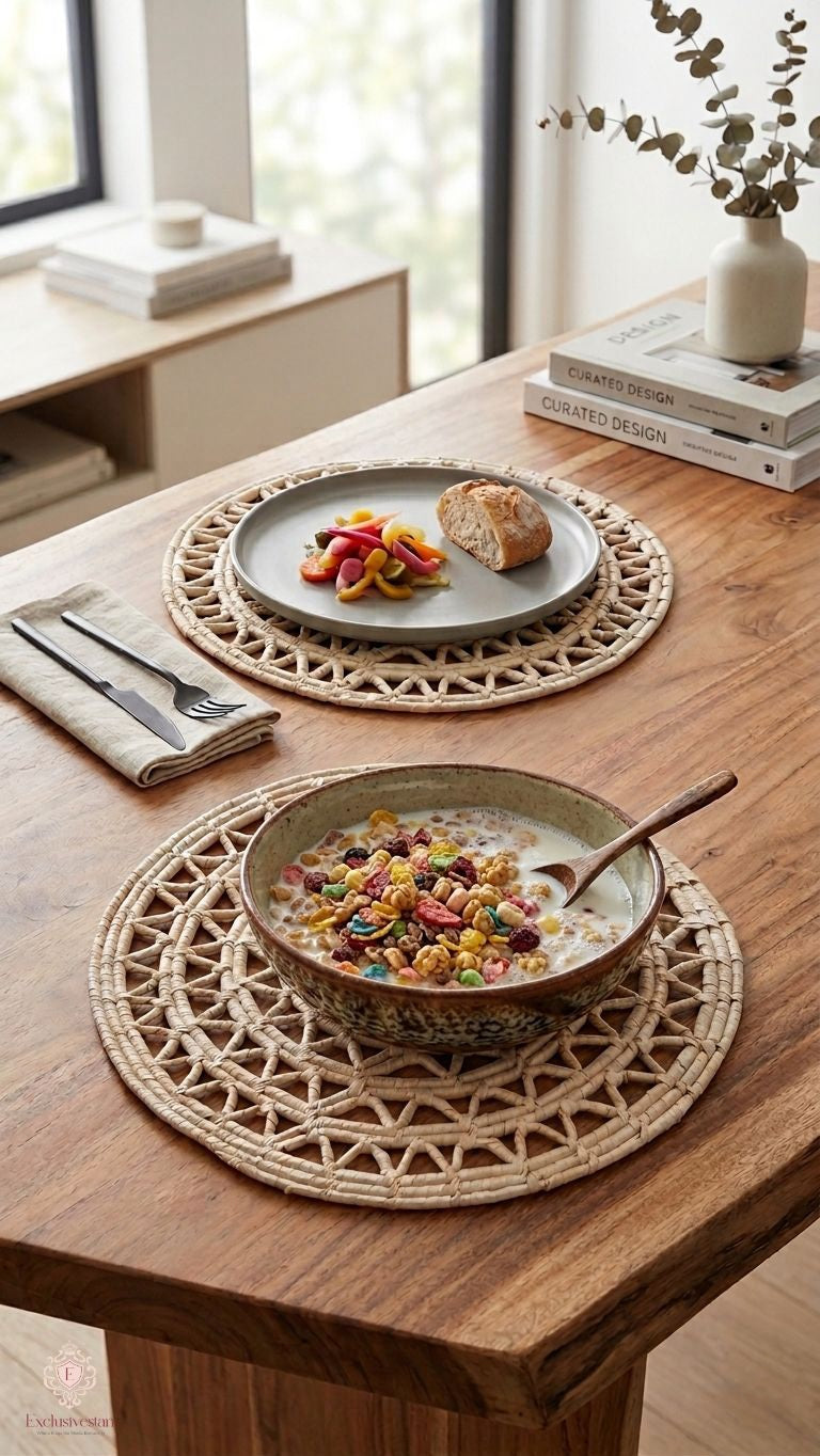 Rustic Woven Palm Leaf Placemats for Elegant Dining (set of 2)