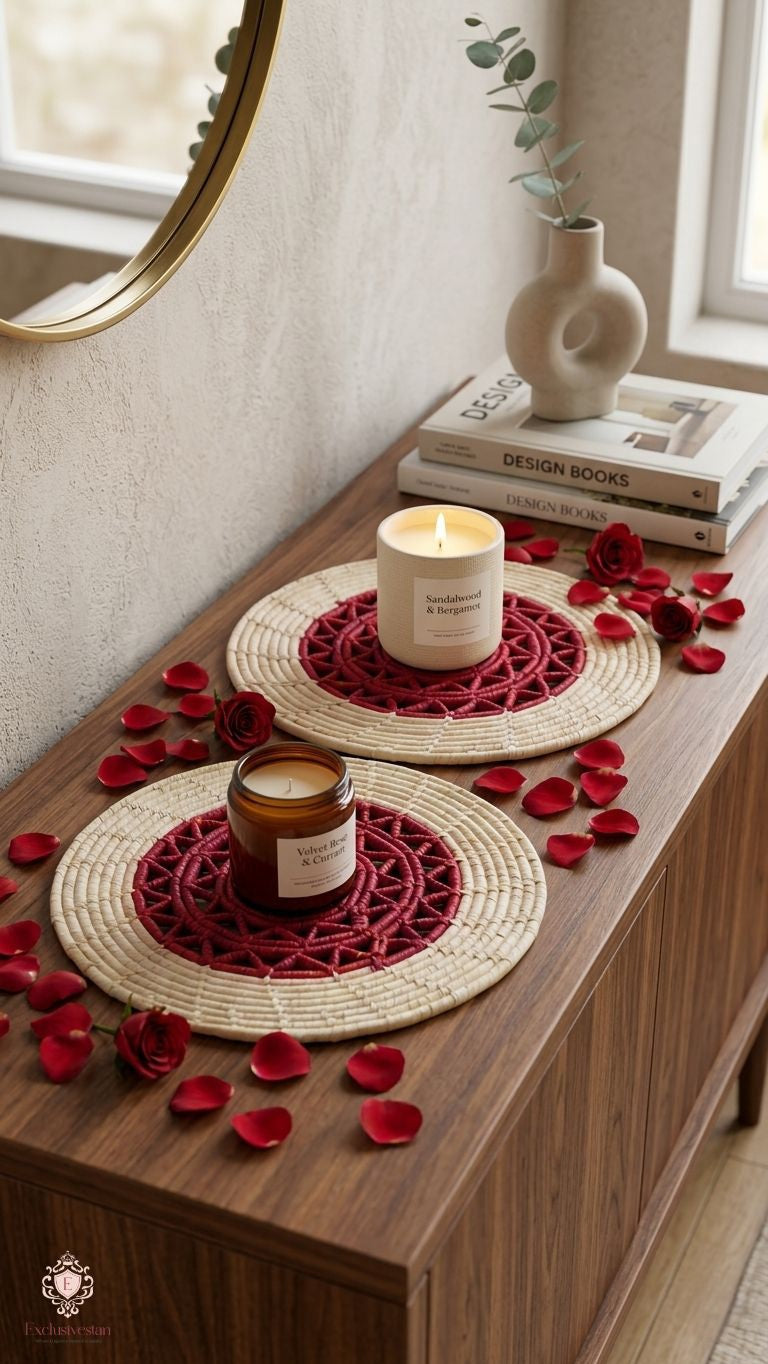 Ruby Handcrafted Date Palm Leaf Placemat (set of 2)