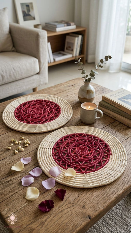 Ruby Handcrafted Date Palm Leaf Placemat (set of 2)
