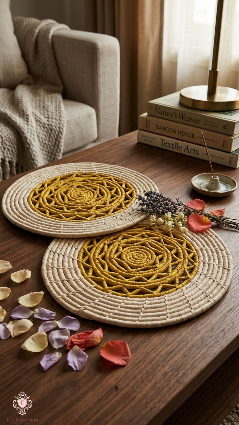 Golden Aura Handwoven Date Palm Leaf Placemat (set of 2)