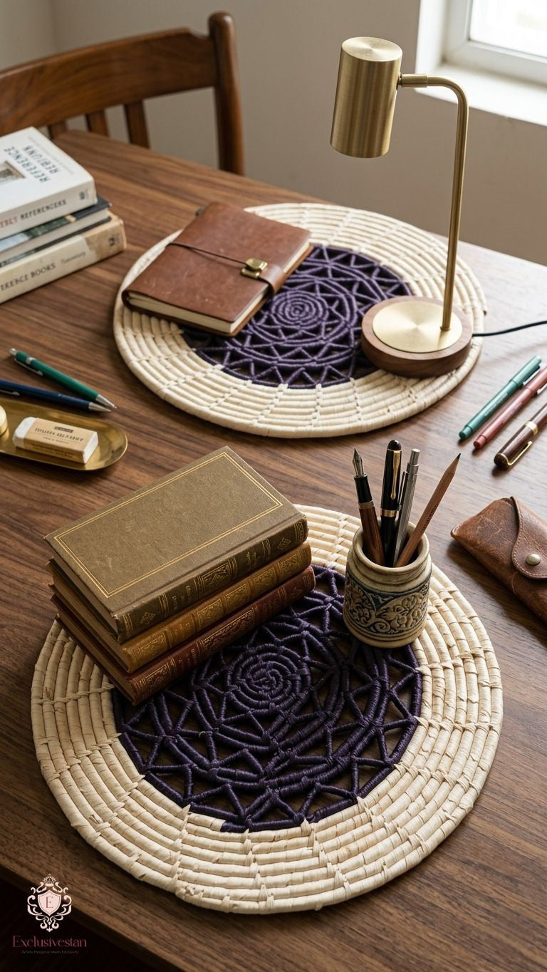 Midnight Charm Handcrafted Date Palm Leaf Placemat (set of 2)
