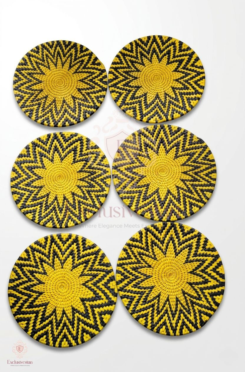 Golden Sunburst Handwoven Placemats – Set of 6