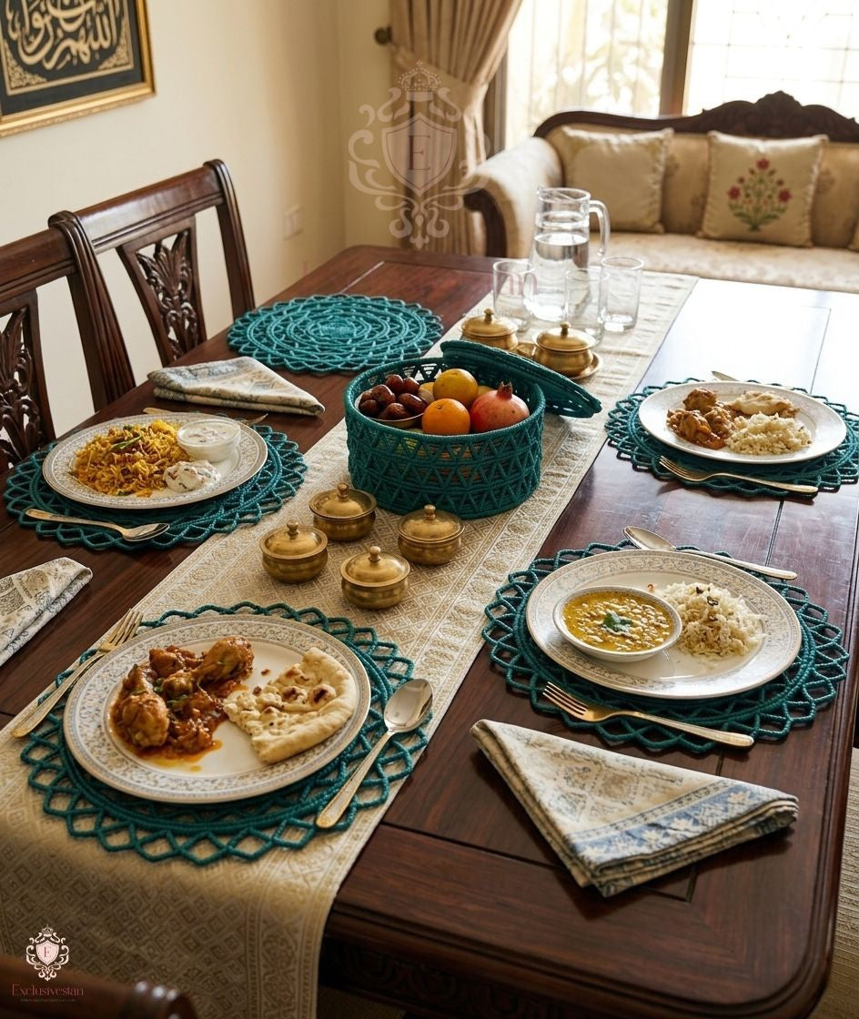 Aquaric Charm Netted Basket & Placemat ( Set of 6)