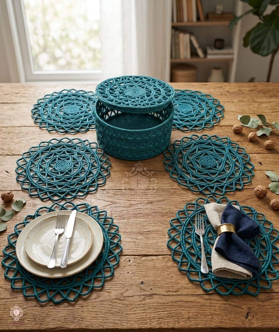 Aquaric Charm Netted Basket & Placemat ( Set of 6)