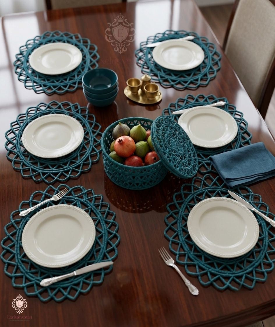 Aquaric Charm Netted Basket & Placemat ( Set of 6)
