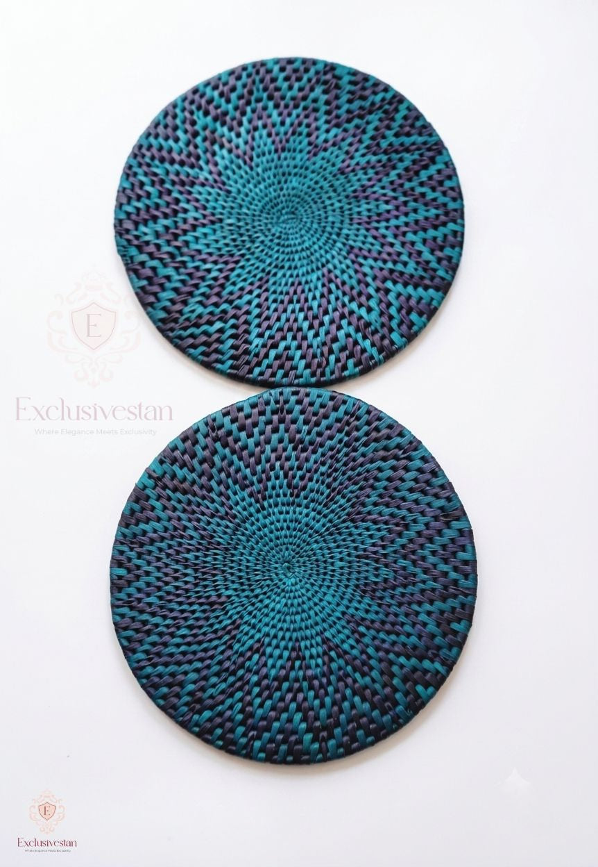 Midnight Aqua Handwoven Placemats – Set of 2