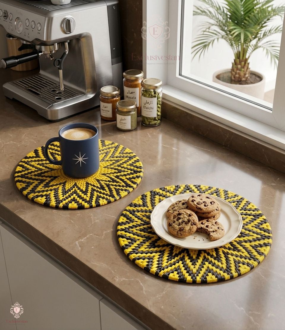 Golden SunBurst Date Palm Leaf Placemats ( Set of 2)