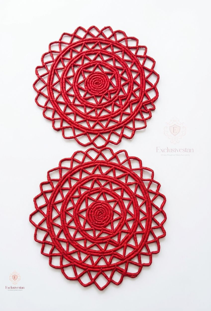Classic Red Charm Netted Placemats (Set Of 2)